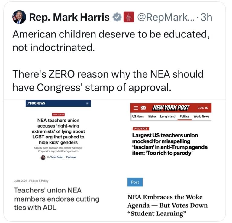 Congressman mark harris (r nc) proposes national education association charter repeal